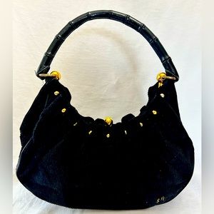 Lulu Guinness Black Corduroy Shoulder Bag